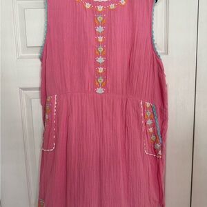Simply Southern Pink Kids Dress with Embroidery